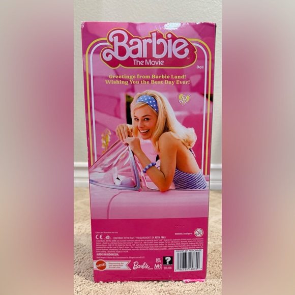 open lace back dress Barbie the Movie Doll Margot Robbie In Pink Gingham Dress
